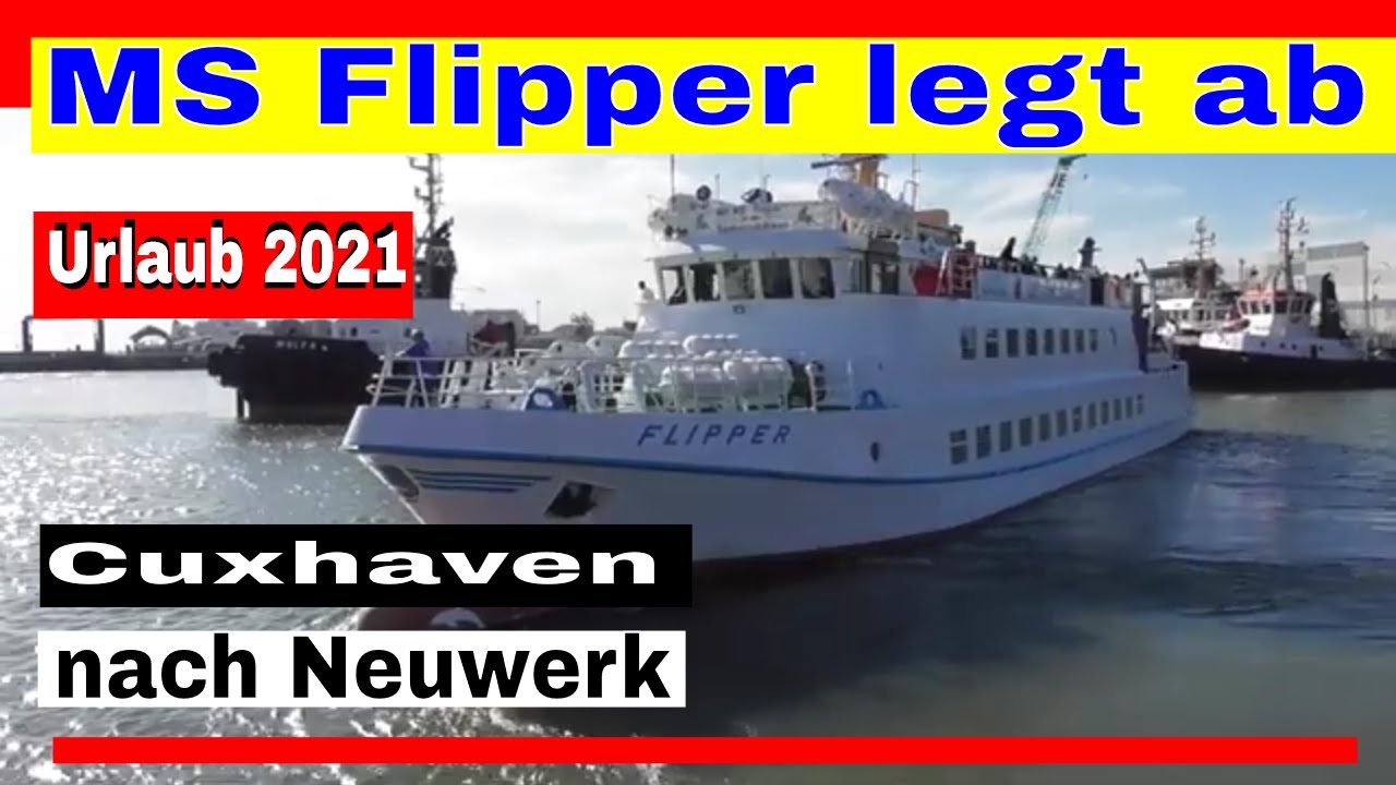 MS Flipper legt ab in Cuxhaven zur Fahrt nach Neuwerk