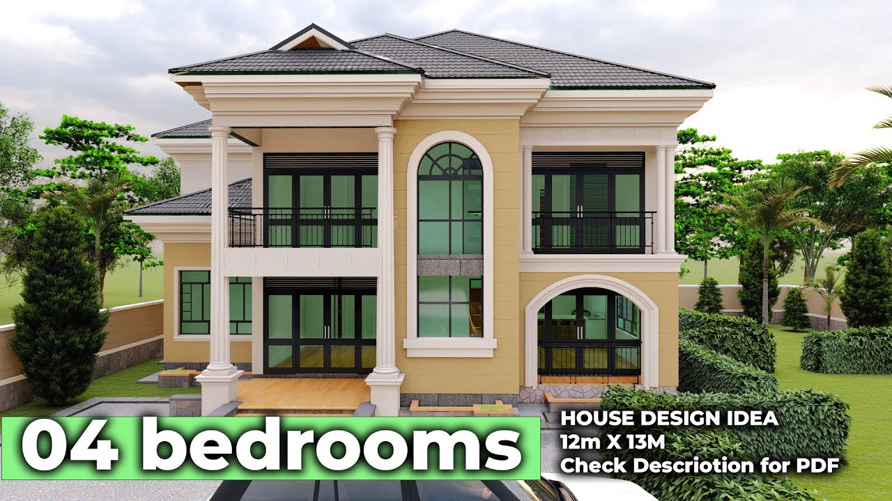 Modern 04 Bedroom House Design | High Ceiling | 12m x 13m
