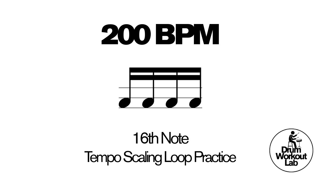16th Note Drum Exercise | 1 e & a | 200 BPM | Drum Loop