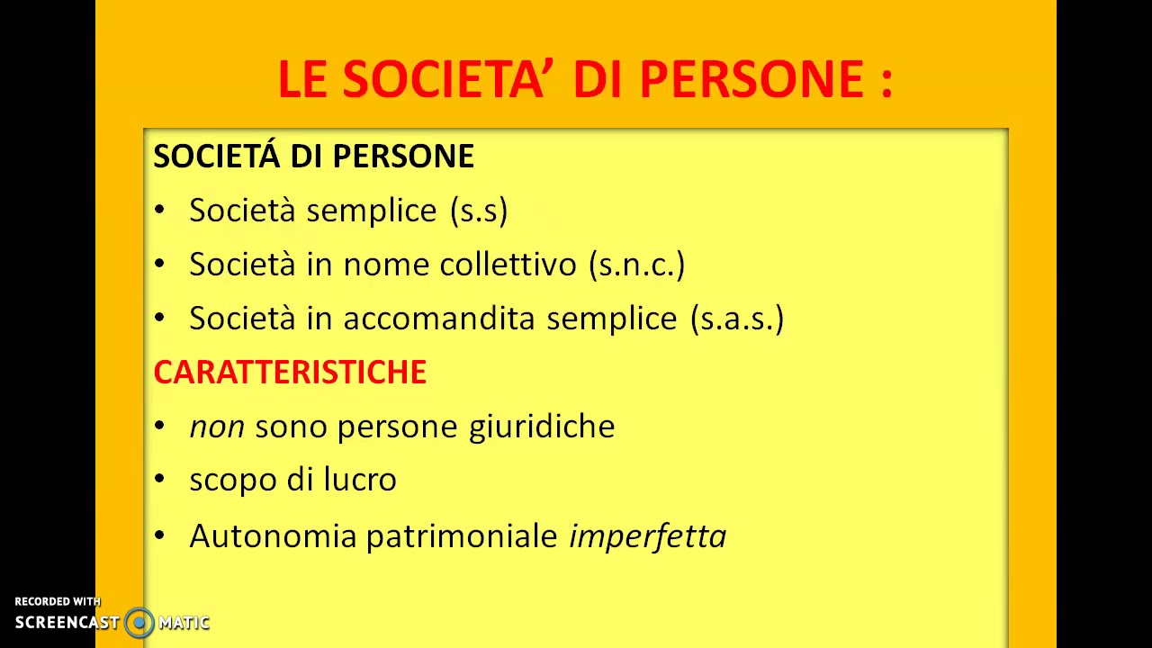 LE SOCIETA' IN GENERALE
