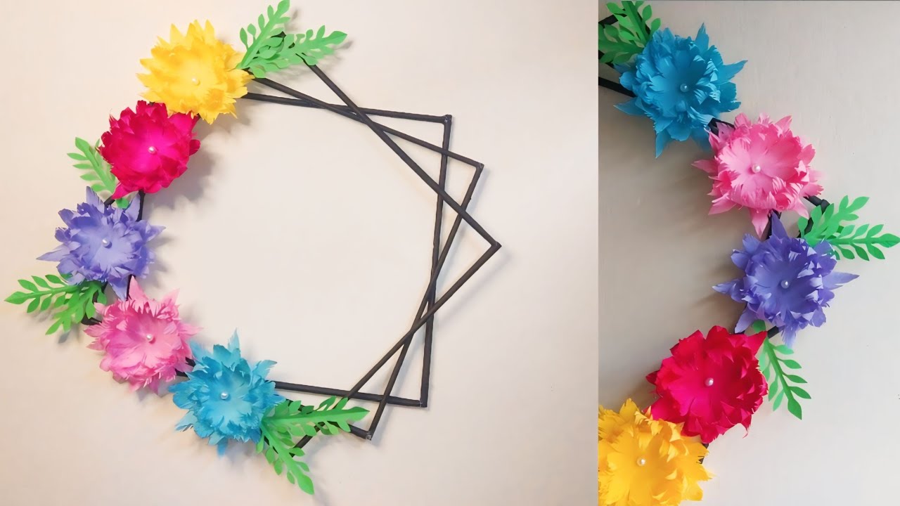 Beautiful Paper Flower Wall Hanging | Wall Hanging Craft Ideas