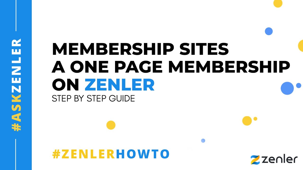 #askzenler -  One Page Membership site on Zenler 🚀