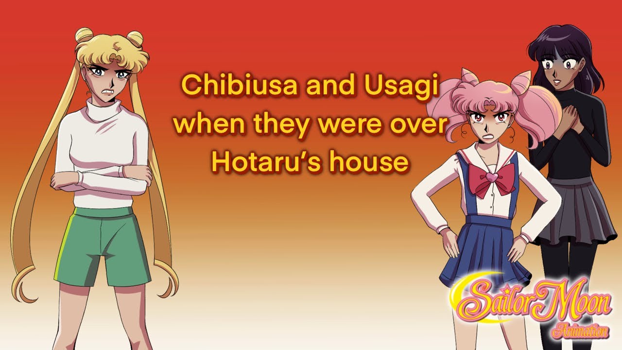 Chibiusa and Usagi when they were over Hotaru&rsquo;s house - Sailor Moon Animation