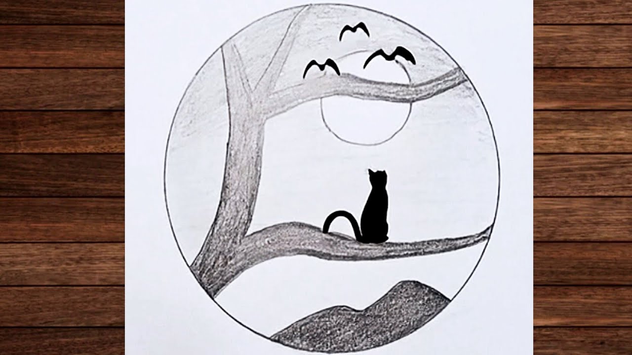 Easy circular drawing of a beautiful landscape