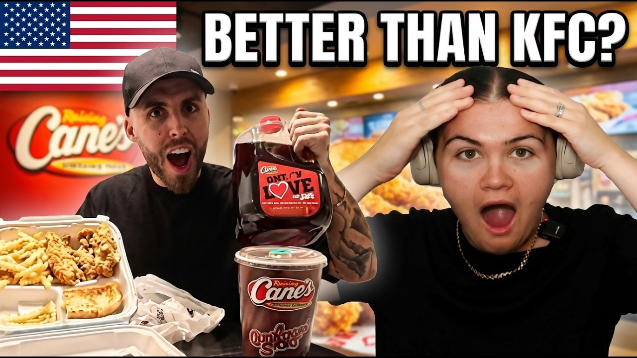 Британец отреагировал на то, как британец впервые попробовал блюдо Raising Canes в Америке!