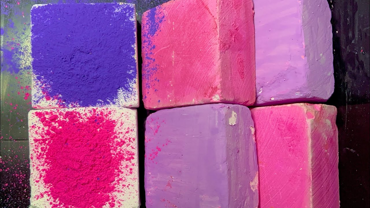 Dyed Purple and Pink blocks of Gholibn Gym Chalk Chalk | Satisfying ASMR