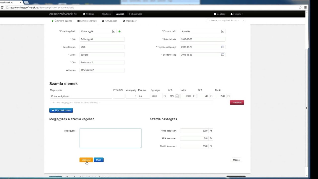 Onlineszoftverek - Online sz&aacute;ml&aacute;z&oacute; program