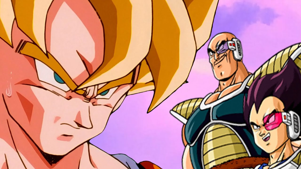 Goku se transforma en Super Saiyajin para derrotar a Vegeta y Nappa