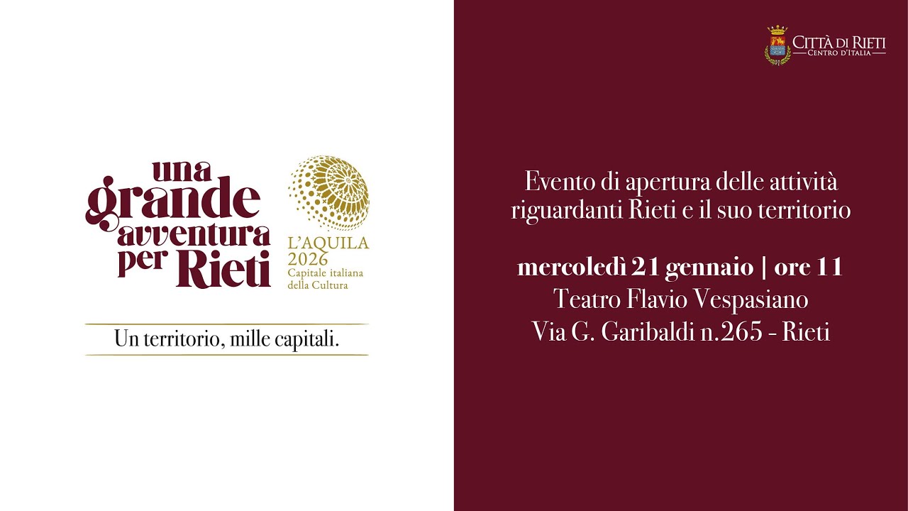Una grande Avventura per Rieti, al Teatro Flavio Vespasiano l’evento inaugurale delle attività.