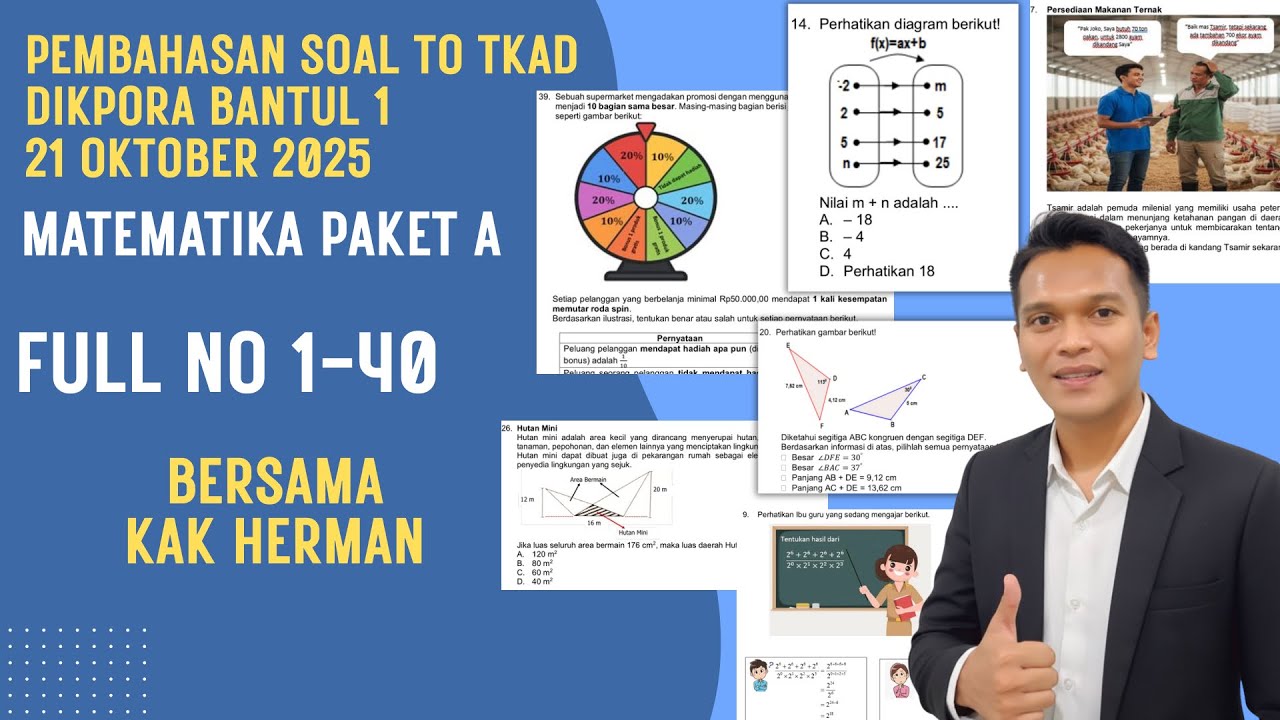Full Pembahasan Tryout TKAD SMP Matematika Paket A “Dikpora Bantul” 1 Tahun 2025🔥