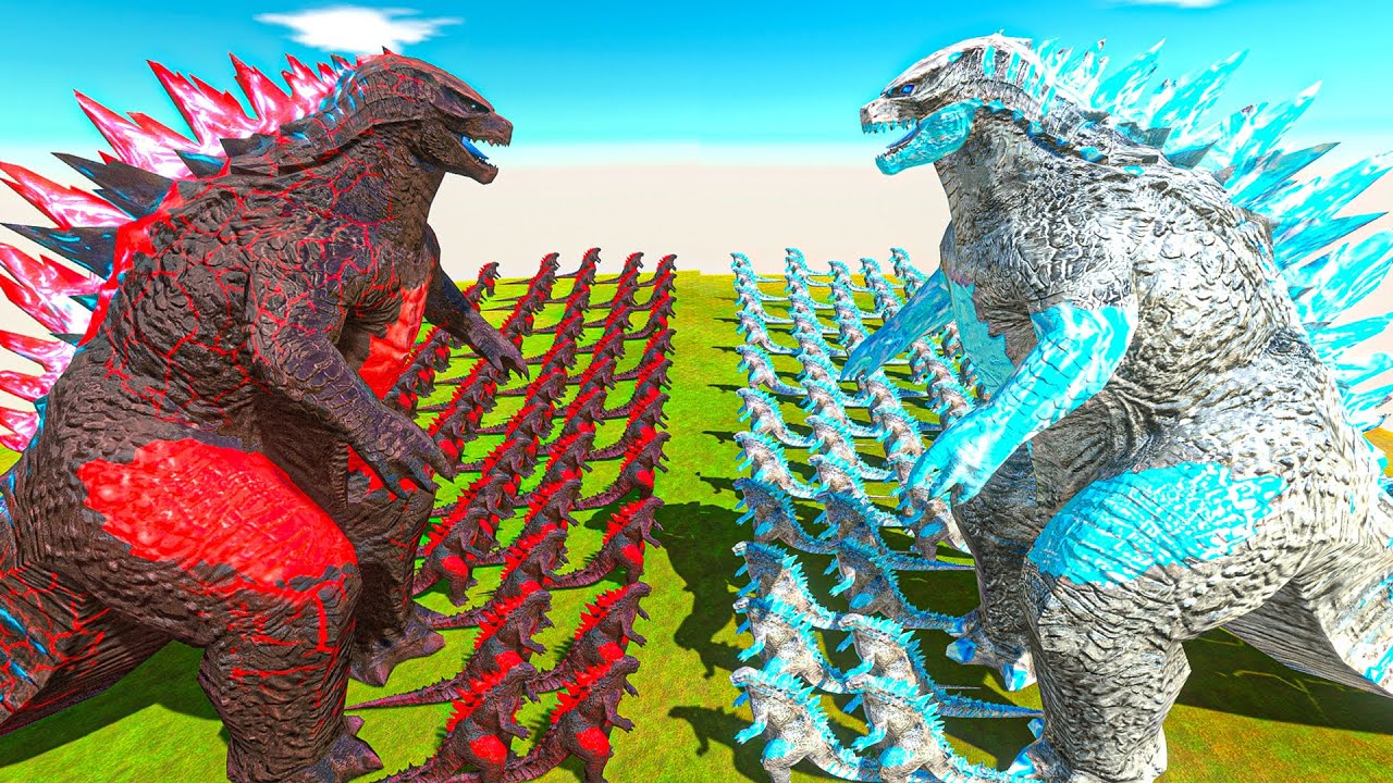 Legendary Godzilla War - Growing Bruning Godzilla 2014 vs Ice Godzilla 2014 size comparison