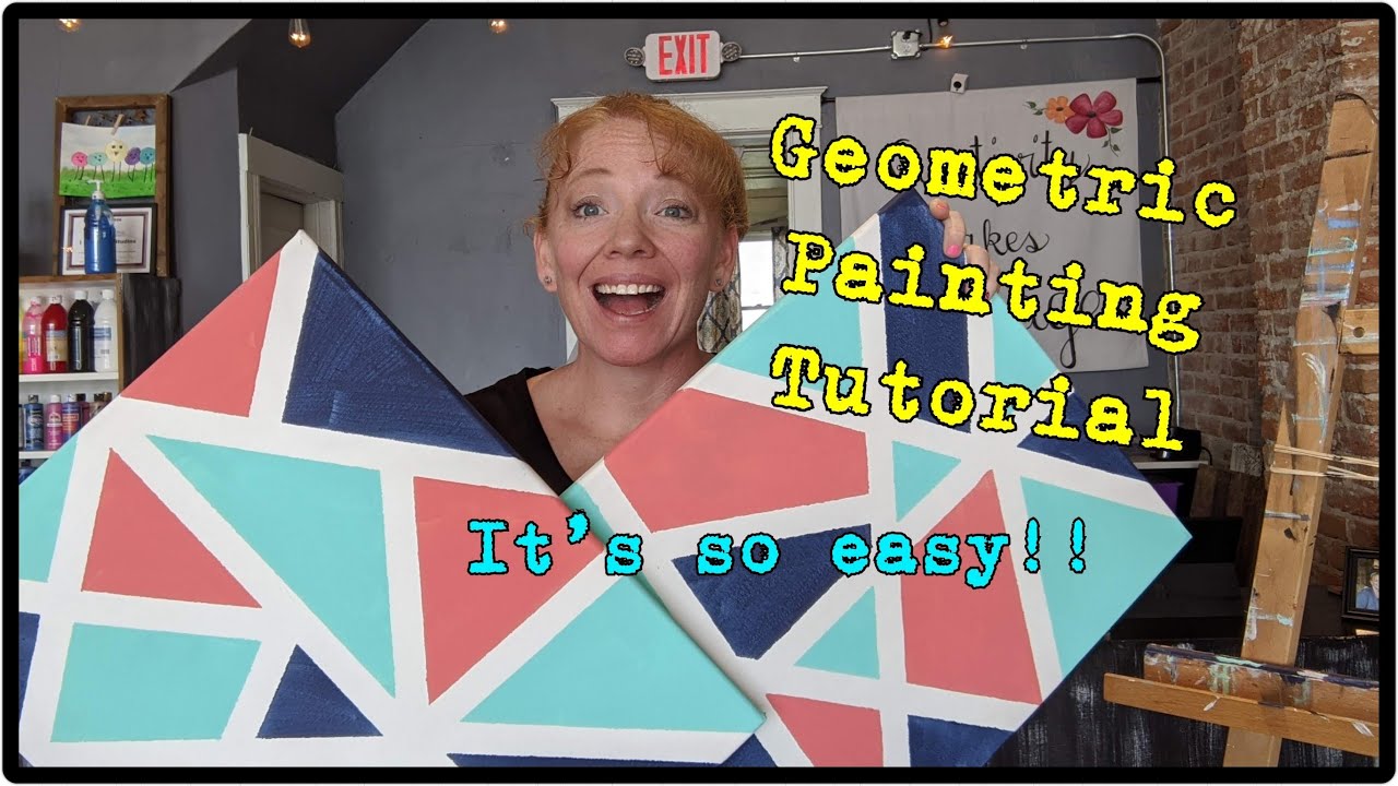 Super easy geometric painting tutorial.  Beginner painting tutorial.