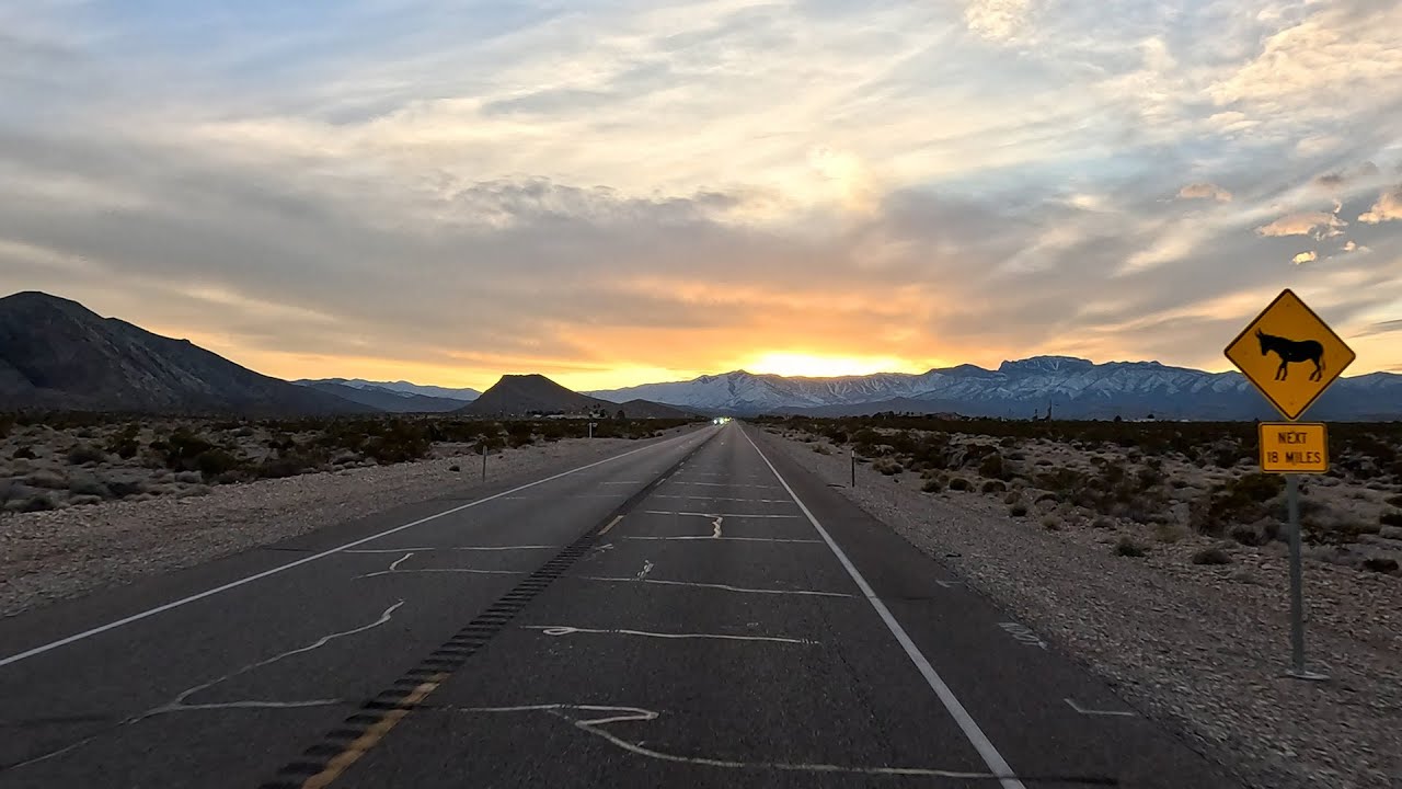 Driving at Sunset from Las Vegas to Mount Charleston, Nevada in 4k VIdeo