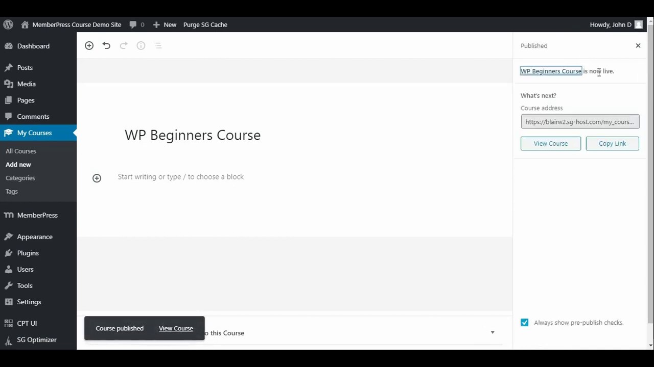 Part 1 - How to Create a course website with MemberPress and WordPress
