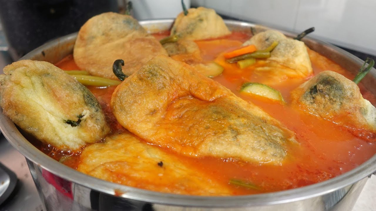 RECETA de Chiles rellenos en caldillo con verduras ¡La mejor receta!