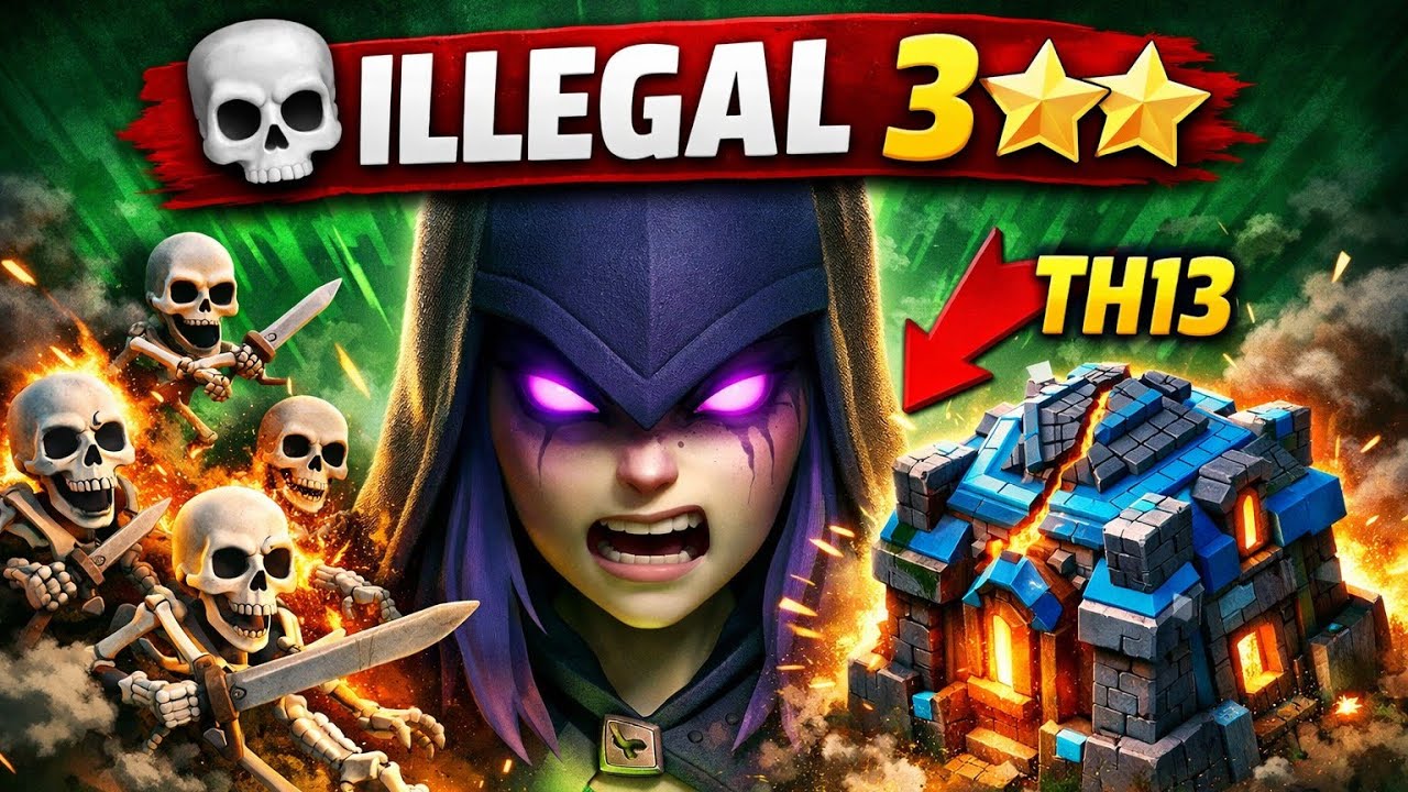 SIRF WITCH + SKELETON SPELL 😱 | TH13 3⭐ ILLEGAL ATTACK 💀 | COC SHOCKED