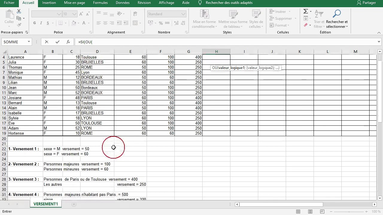 EXCEL 3_2 Fonction SI, ET, OU, SI imbriqu&eacute;s