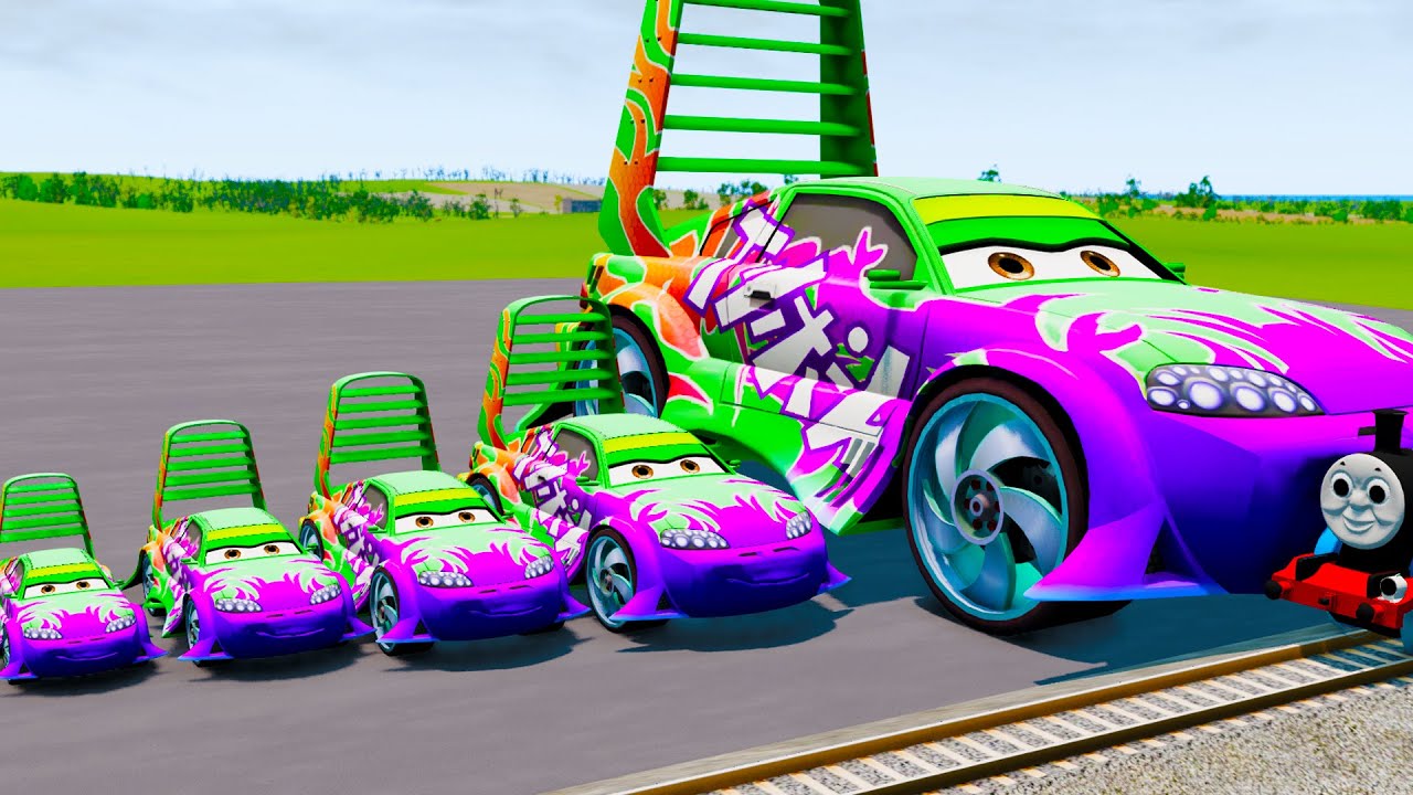 Big & Small Wingo Monster Wheels VS Train | BeamNG.drive
