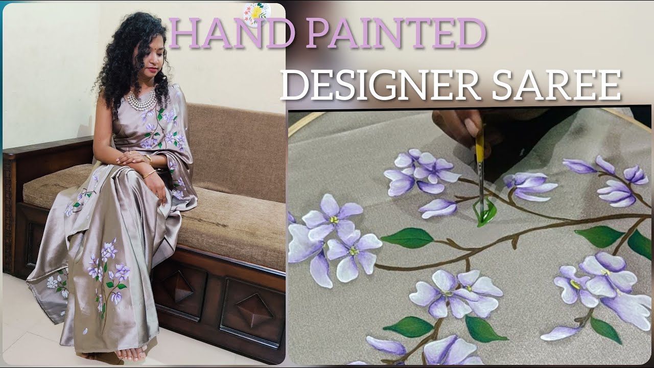 Fabric Painting on Saree II Designer Saree II DIY Hand Painted Saree II Fabric Painting for Beginner
