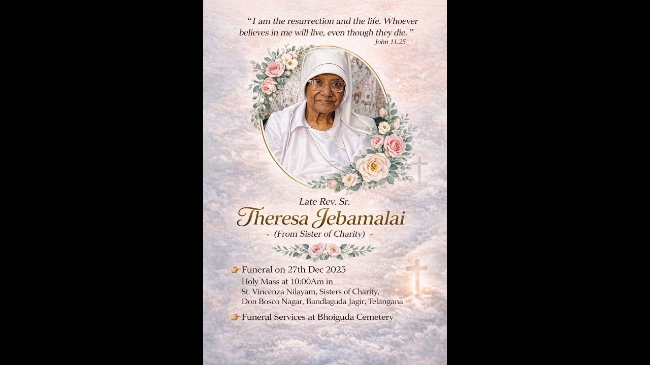 Sr.Theresa Jebamalai (Sister of Charity) | Funeral Holy Mass 10Am | St. Vincenza Nilayam | 27-12-25