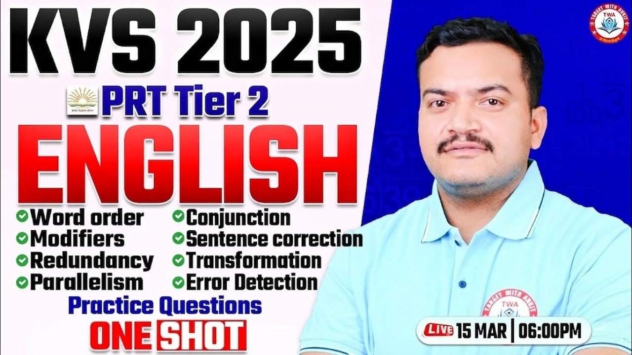 KVS PRT Tier 2 2025 | KVS PRT Mains English Marathon, English Grammar Marathon Class #4, Anuj Sir