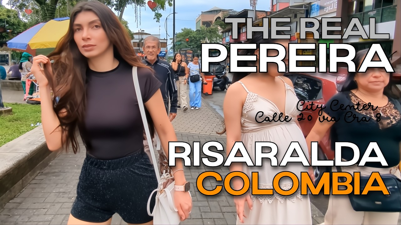 Walk in downtown Pereira, Colombia | 4K Video | From Calle 20 via Carrera 8 | Plaza Bolivar | ASMR