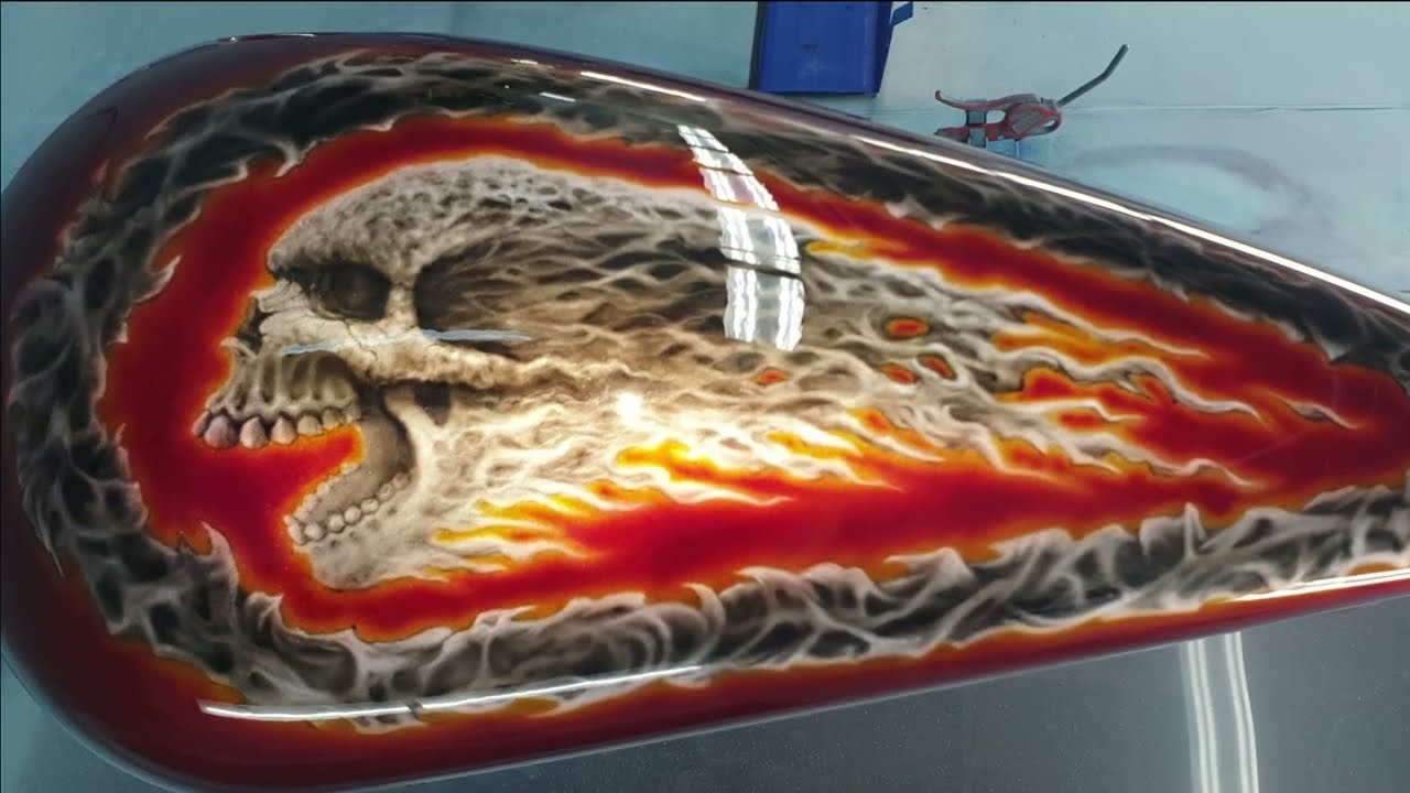 Airbrushing a Harley Tank from start to finish