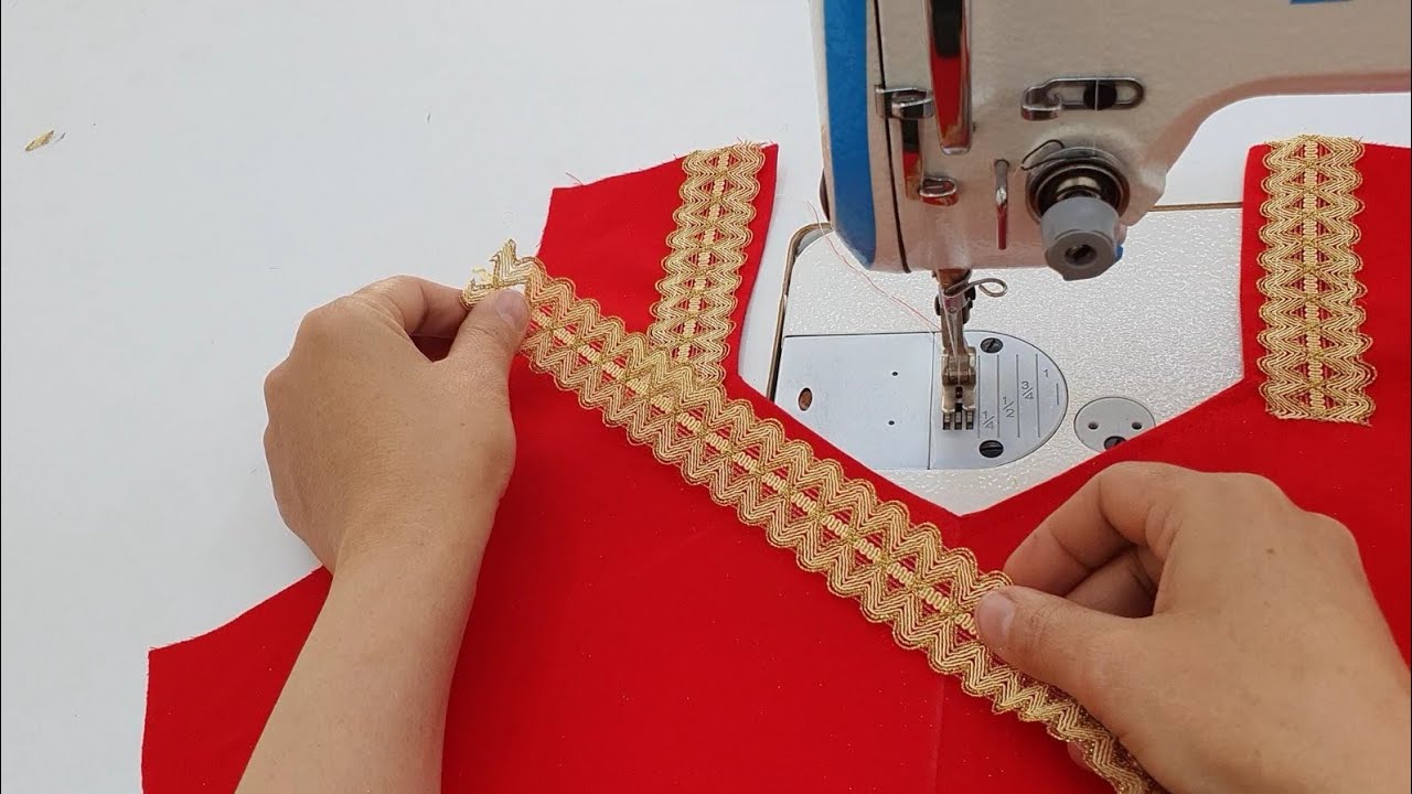 خياطة اسهل موديل بالدانتيل - Blouse stitching