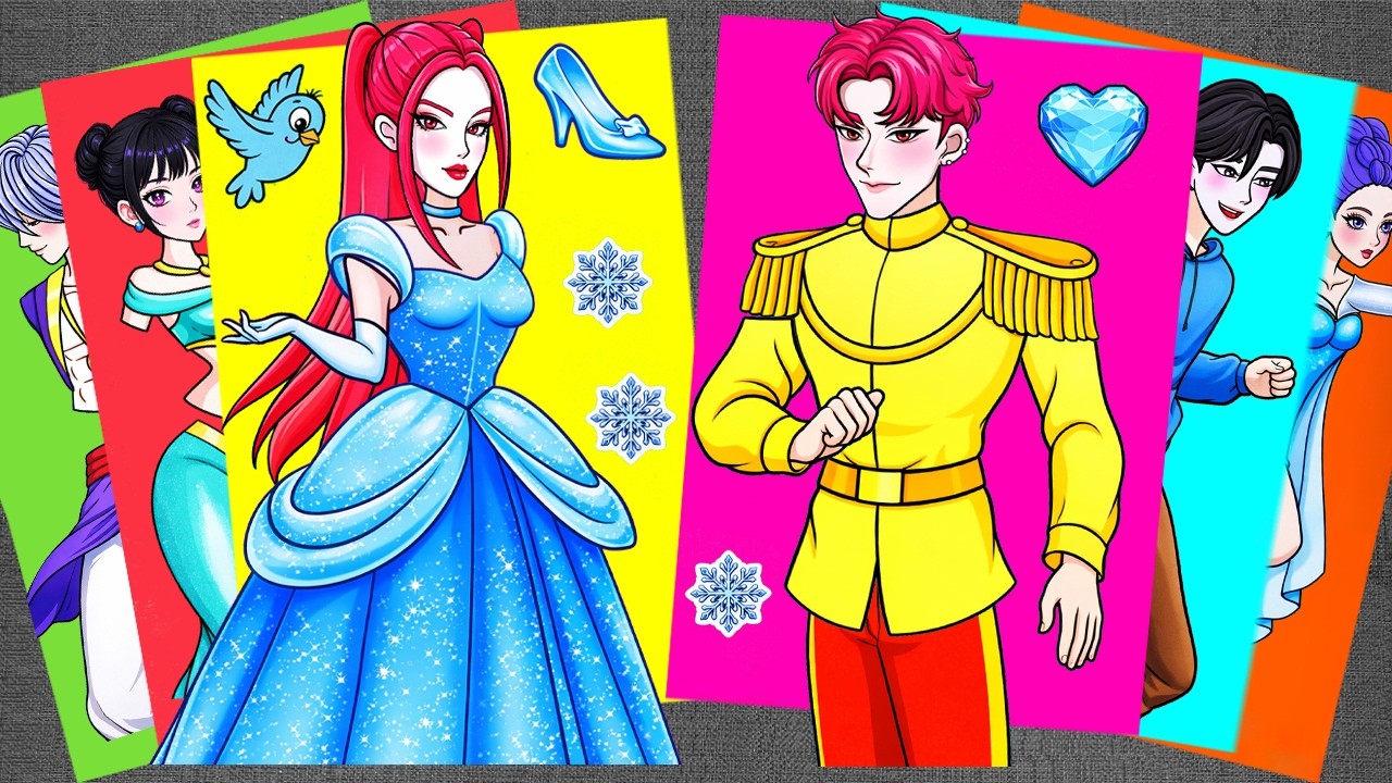 KPOP Demon Hunters Fashion - Huntrix Rumi & Zoey dress up like Disney Princess | Sticker Book DIY