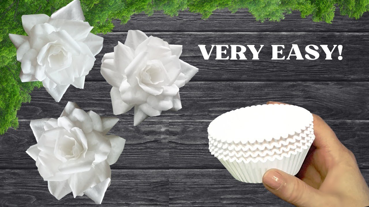 How to Create BEAUTIFUL White Rose Flowers From Cupcake Liners! Easy Craft Ideas form Cupcake Liner