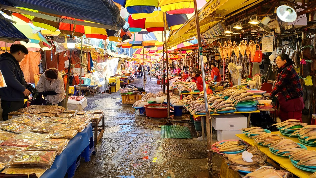 4K Korea - Пусанский рынок Джагальчи Busan Jagalchi Market Walking Tour