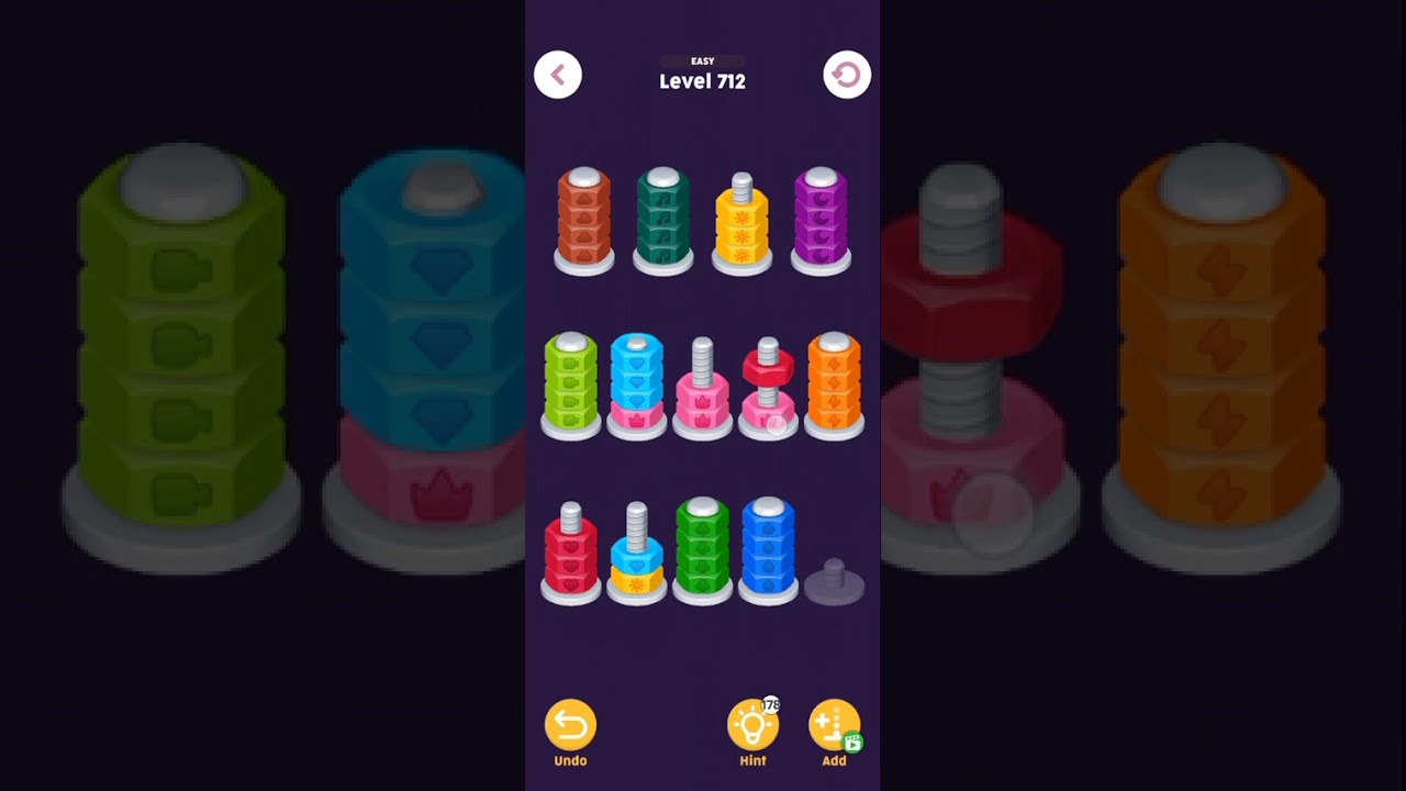 Level 710-717| 😀 Solving The IMPOSSIBLE Nut & Bolt Puzzle!! #gaming