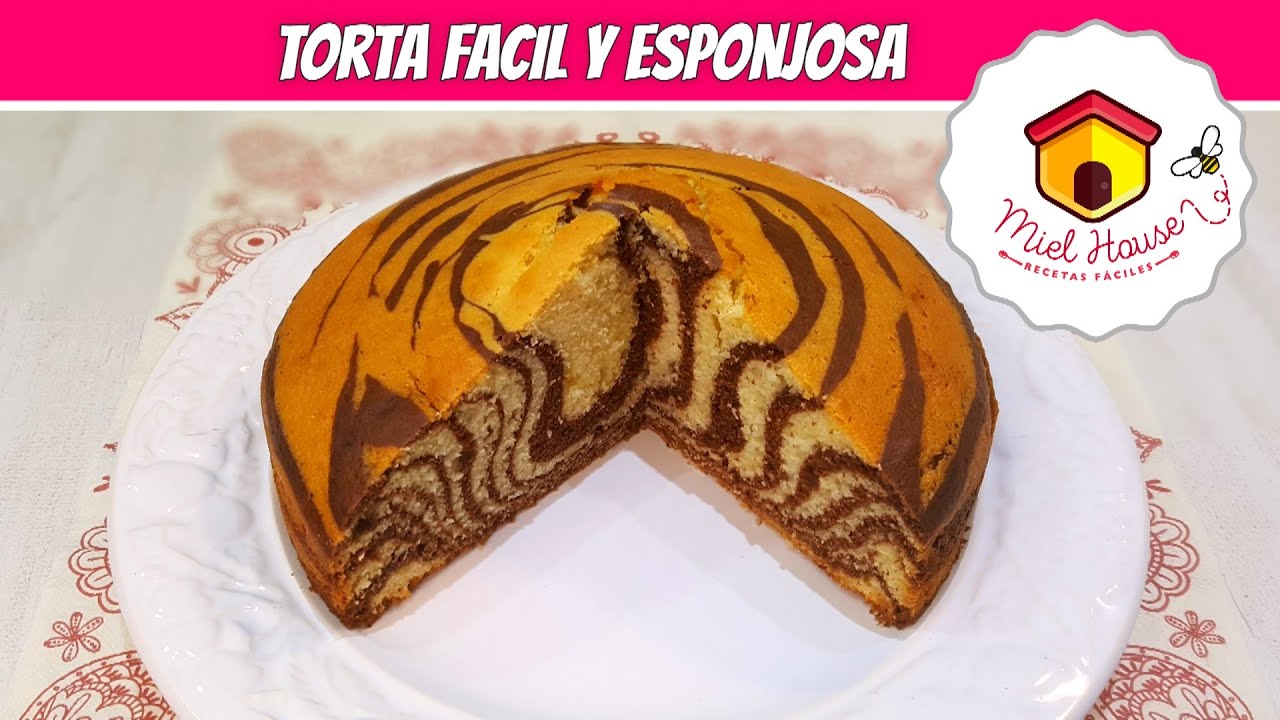 TORTA CEBRA  chocolate y vainilla MUY FACIL bizcochuelo marmolado SIN MANTECA