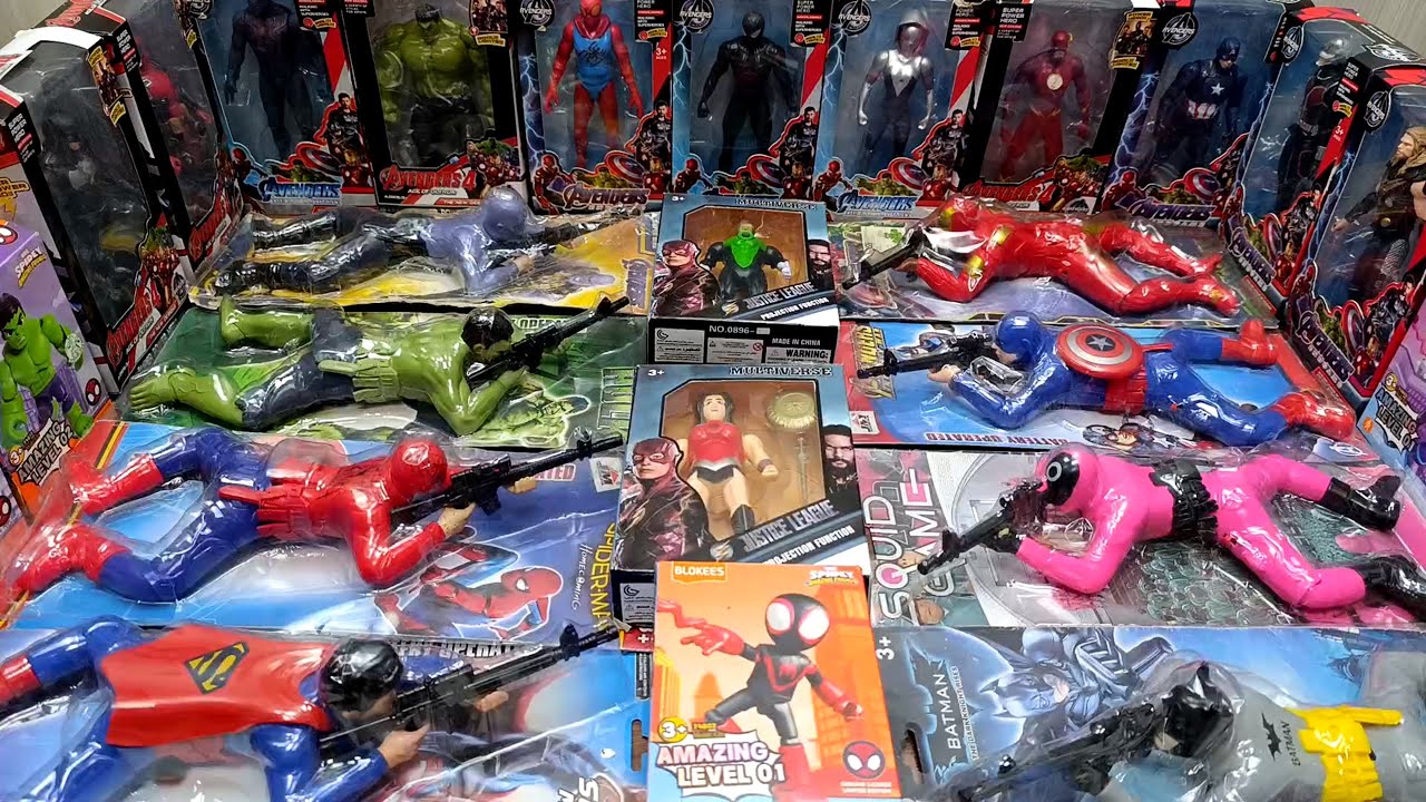unboxing superhero spiderman carnage ironman superman squad game hulk toys assemble video
