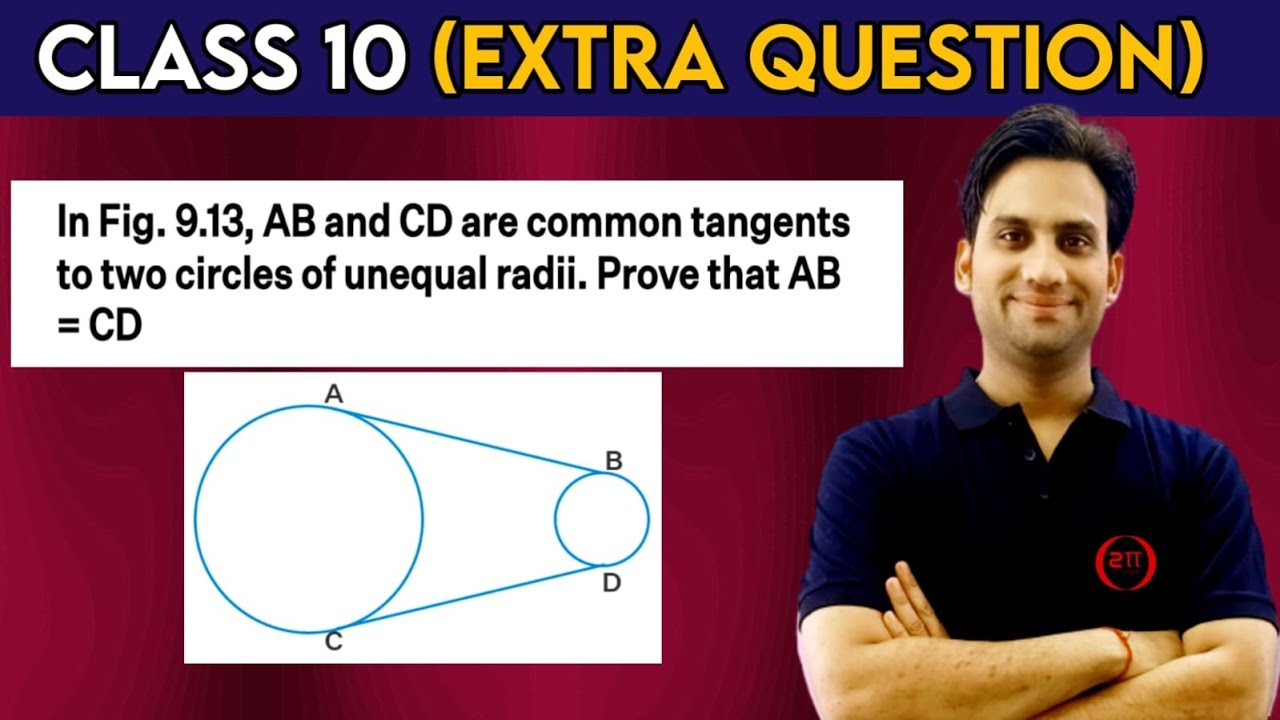 In Figure 9.13, AB and CD are common tangents to two circles of unequal radii. Prove that AB = CD.