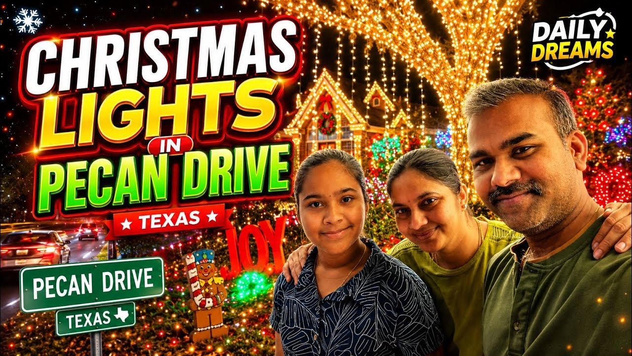 Tamil Night Drive Vlog 🚗✨ | Pecan Drive Christmas Lights 🎄🎅 | USA Christmas Streets