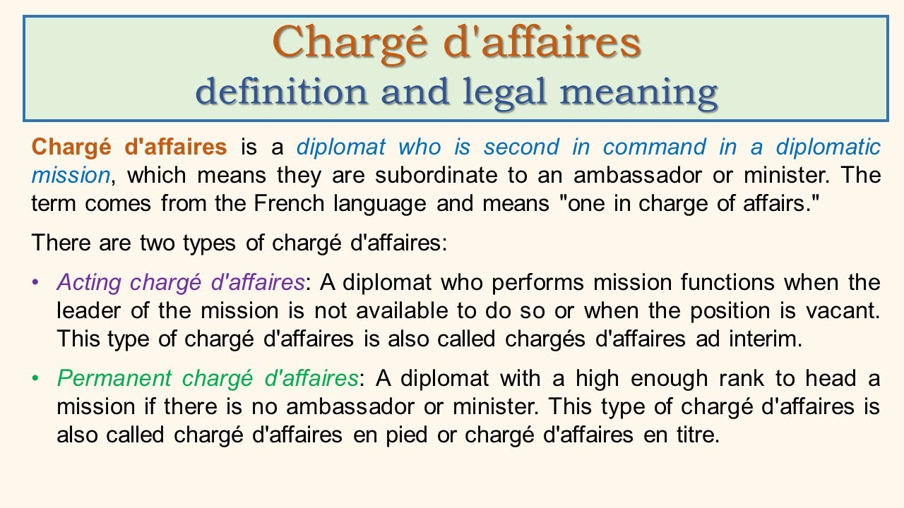 Chargé d'affaires definition and legal meaning