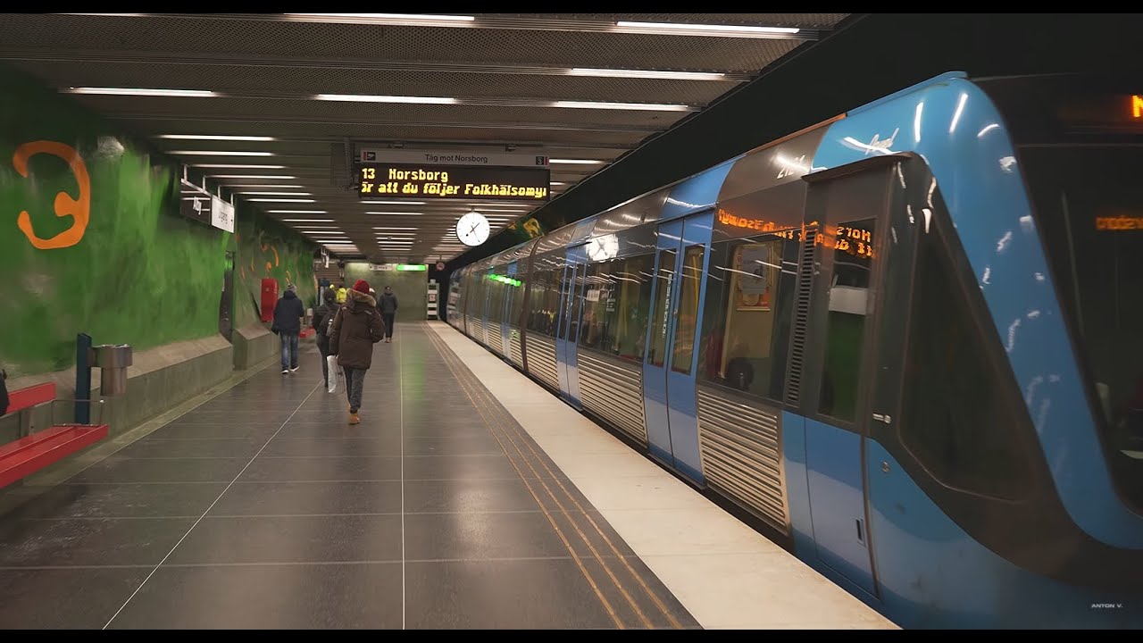 Sweden, Stockholm, Subway ride from Vårberg to Alby