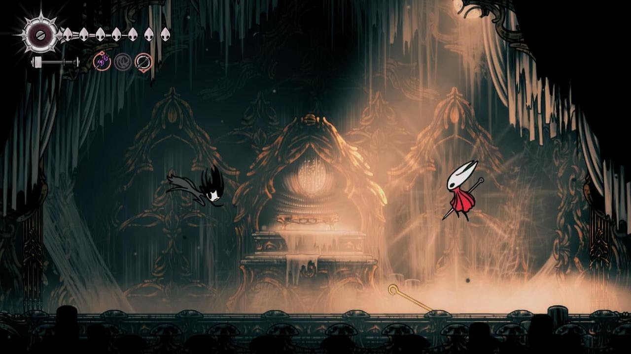 Derrotando o boss Fantasma, no Hollow knigh Silksong
