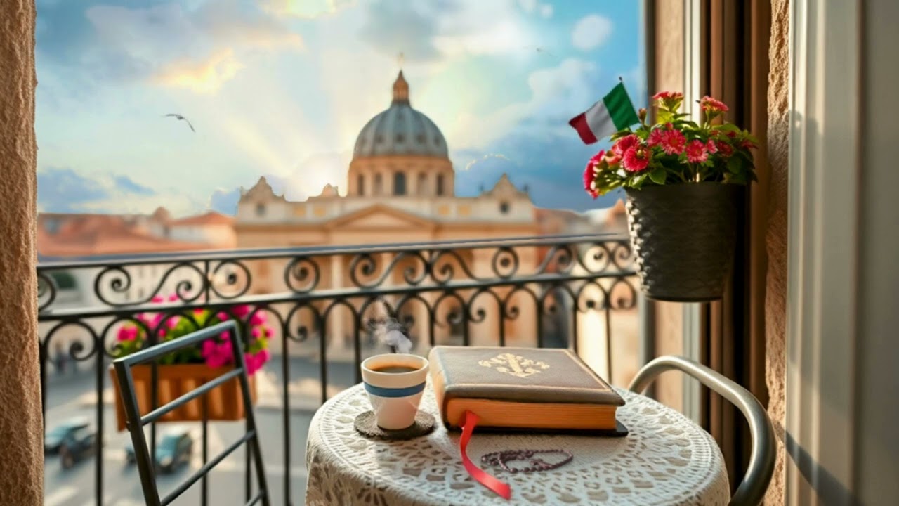 Peaceful Catholic Prayer Ambience | Unique Balcony View of Vatican | Birdsong Bells & Mass Sounds