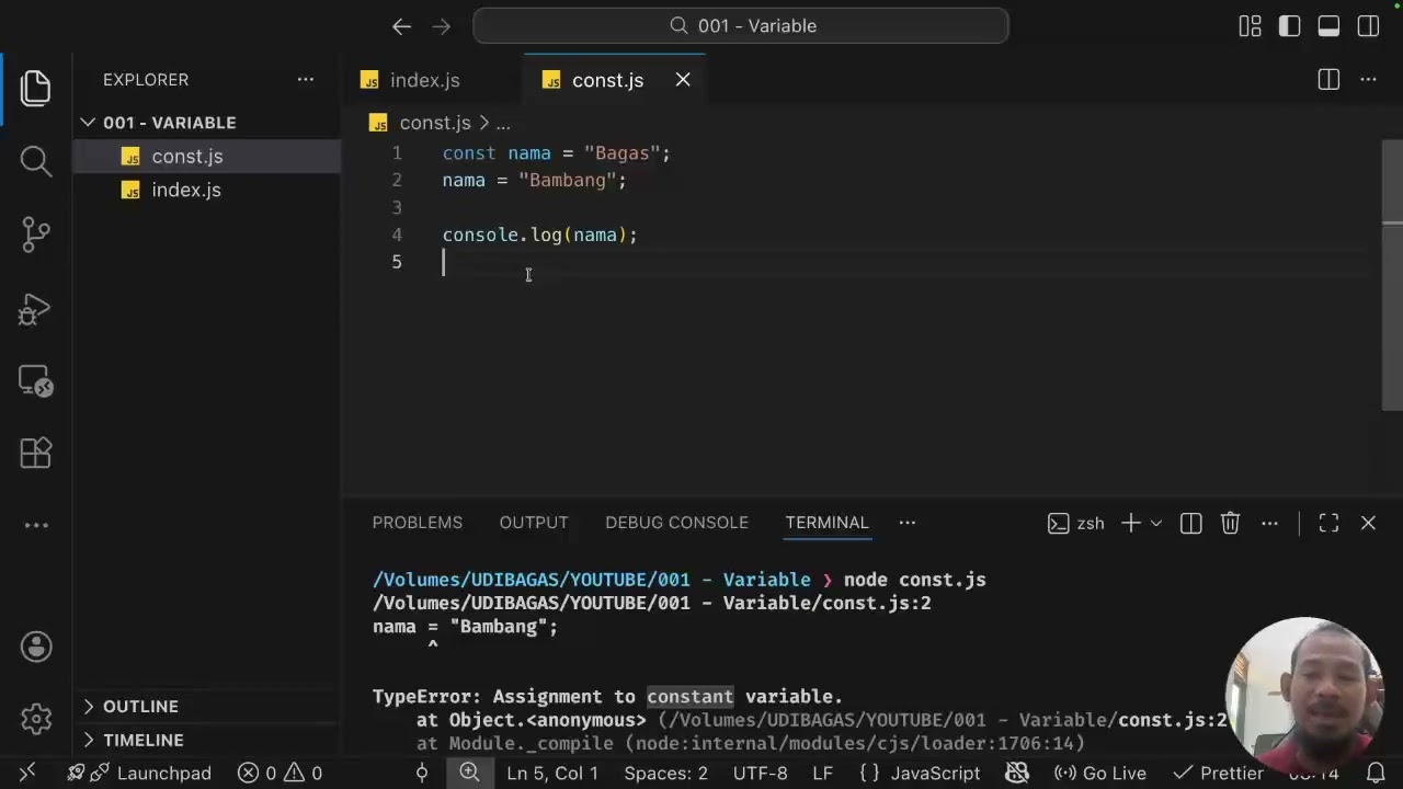 004 - Learning Javascript: The Right Way - Variable - const