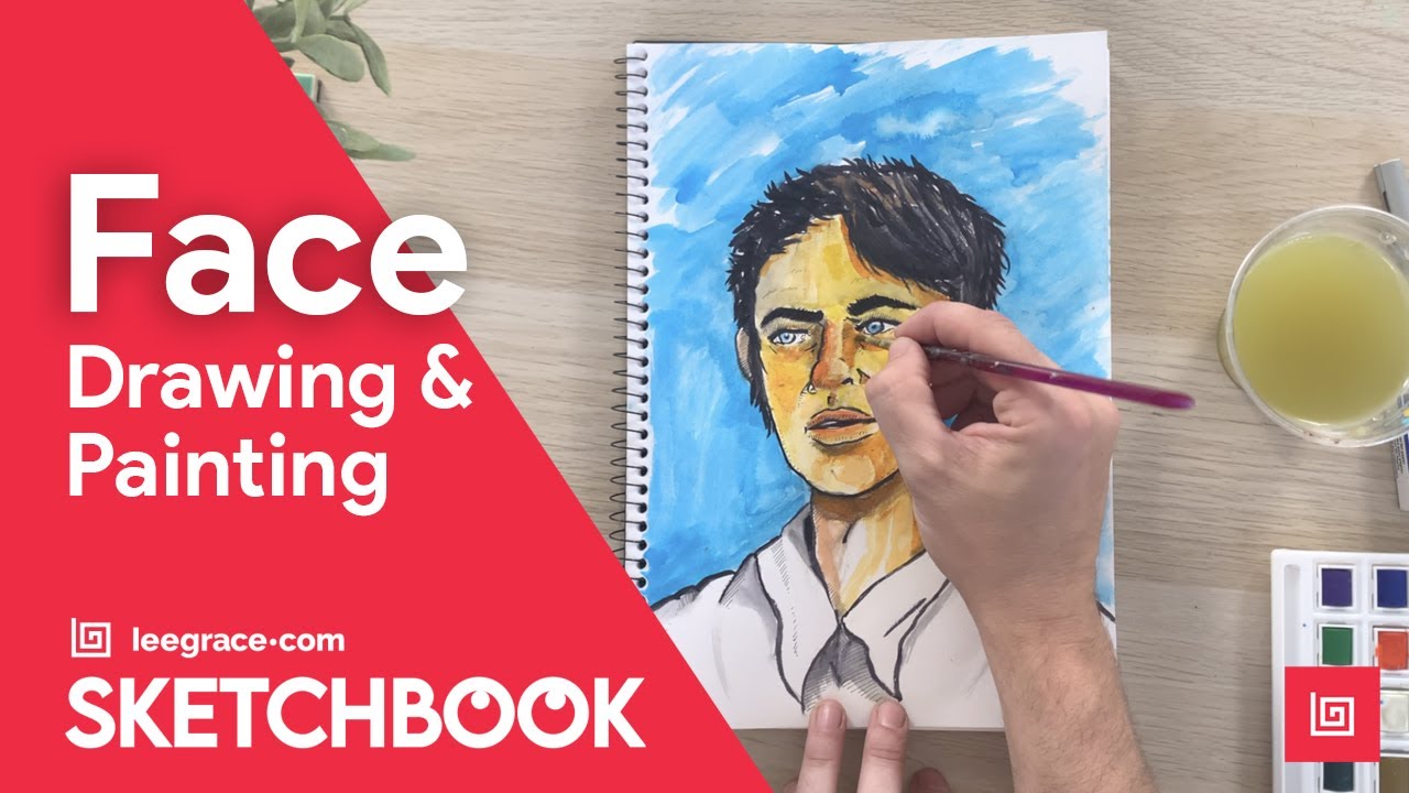 How I use my Sketchbook  - Drawing and Colouring a Face