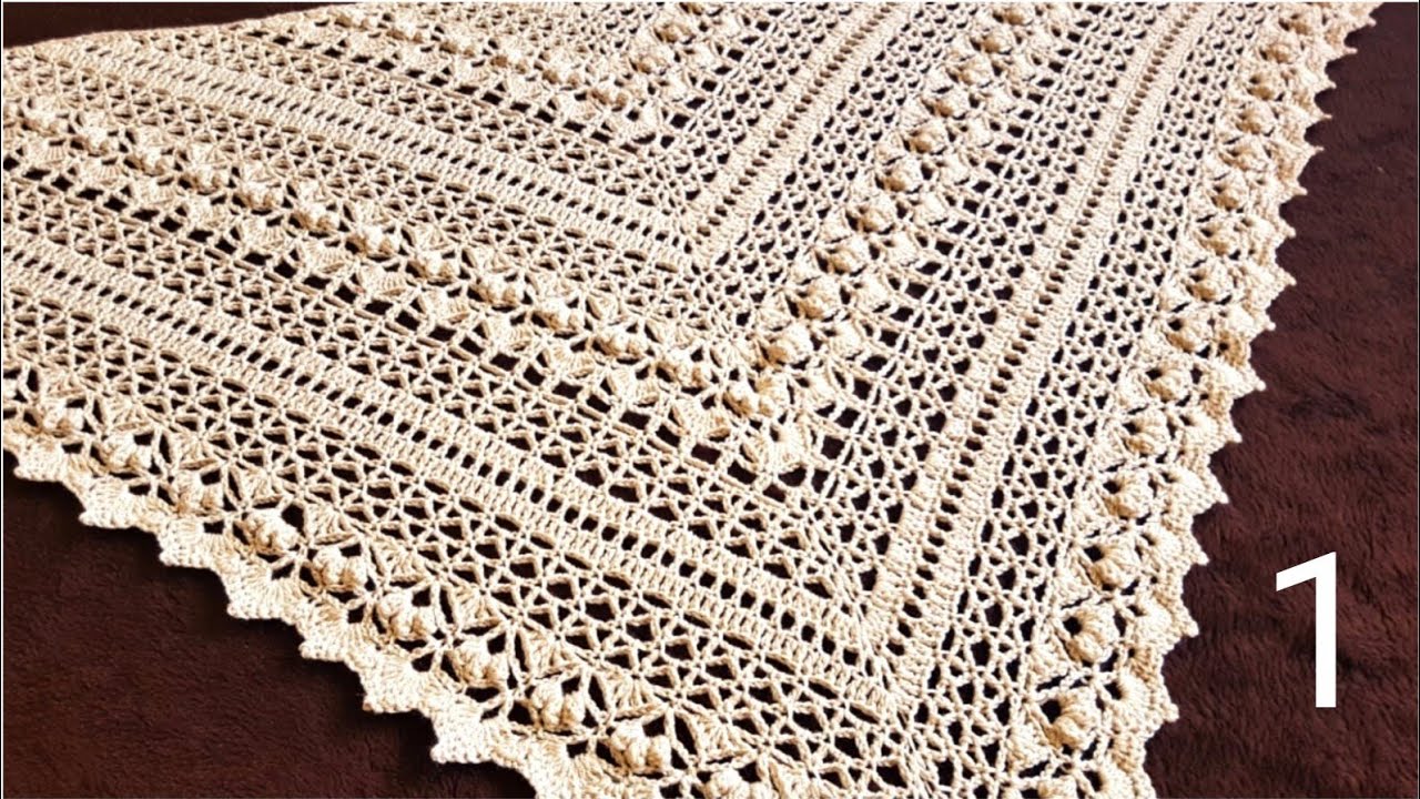 كروشيه شال أو سكارف سهل وخطوة بخطوة كل الرقة والنعومة فيه الجزء1  Crochet Shawl Tutorial