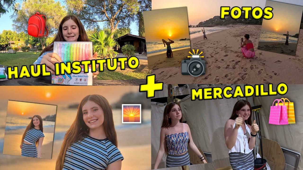 HAUL MATERIAL ESCOLAR INSTITUTO 📚 + Sesión de FOTOS en la PLAYA 🌅 y ROPA del MERCADILLO