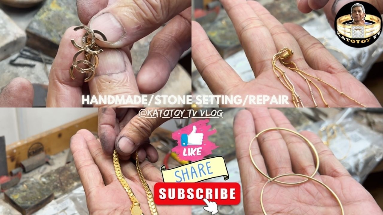 PART 3 OF HANDMADE 18K GOLD EARRING/STONE SETTING/REPAIRS