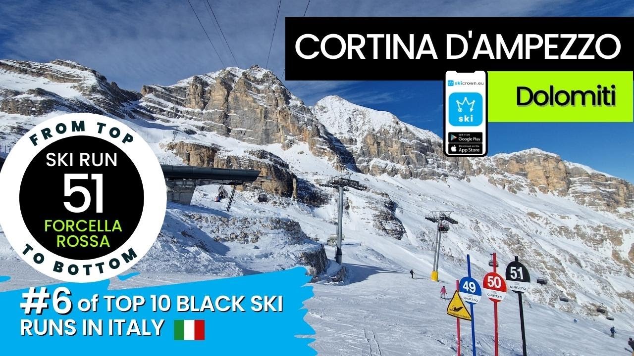 Cortina ďAmpezzo / #6 of TOP 10 black ski runs in Italy -51 Forcella Rossa, from top to bottom