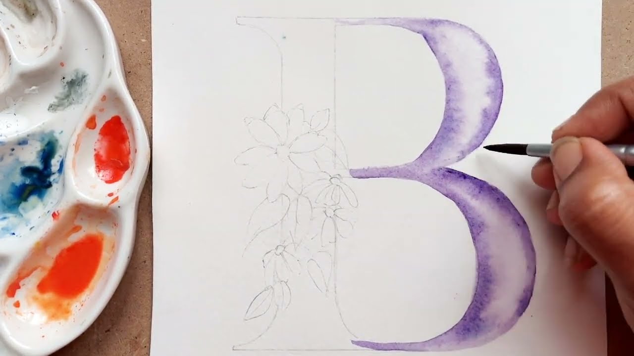 This Simple Tutorial Shows You How to Paint a Monogram in Just 10 Minutes | Letter B Floral Monogram