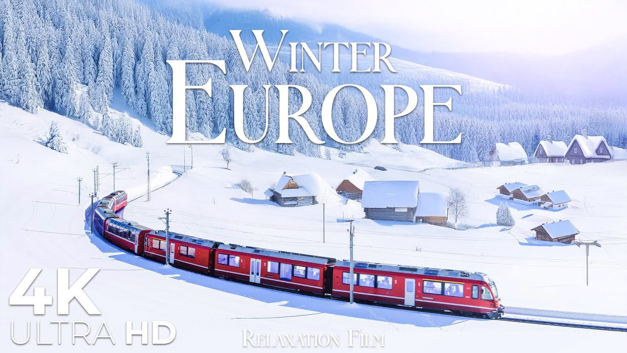 Europe 4K &bull; Winter Nature Relaxation Film with Deep Piano Music