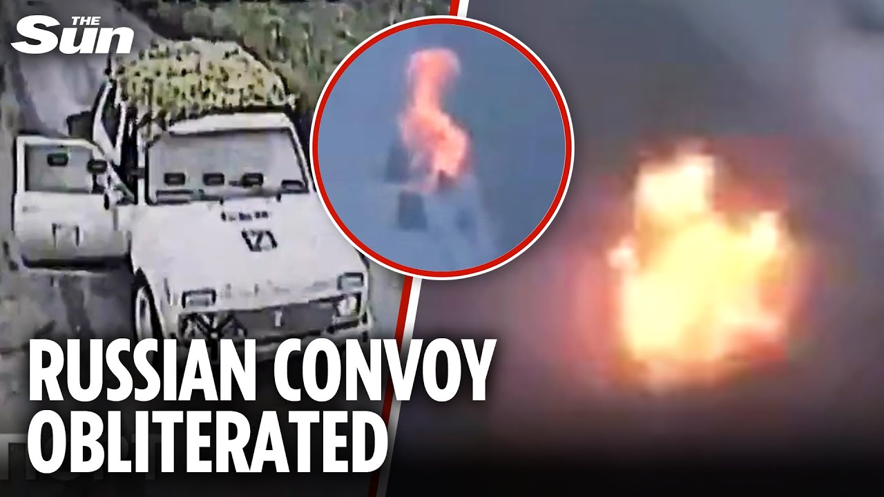 Putin&rsquo;s advancing artillery column INSTANTLY WIPED OUT by Ukrainian drone offensive